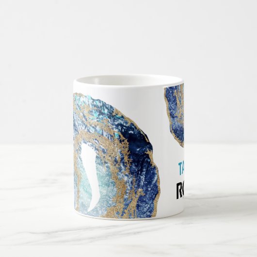 *~* Personaliseer NAAM ROCKS Navy Blue Glitter Koffiemok (Center)