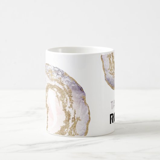 *~* Personaliseer NAAM ROCKS Roze pastels Glitter Koffiemok (Center)