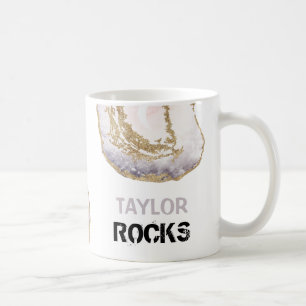 *~* Personaliseer NAAM ROCKS Roze pastels Glitter Koffiemok