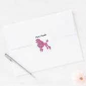 Personaliseer Naam Roze Polka Dot Poodle Dog Ronde Sticker (Envelop)