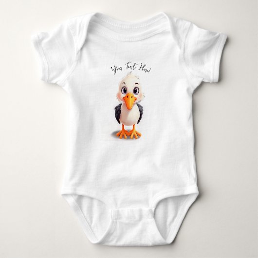Personaliseer Naam Schattige Baby Stork Romper (Voorkant)