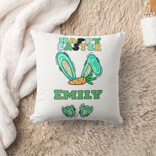 Personaliseer naam Schattige Easter Bunny Kussen (Deken)