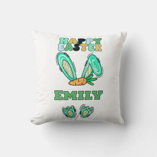 Personaliseer naam Schattige Easter Bunny Kussen (Voorkant)