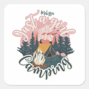 Personaliseer naam schattige esthetische meisje ca vierkante sticker