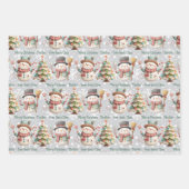 Personaliseer Naam Snowman Pastel Kleuren Kerst Inpakpapier Vel (Voorkant 3)