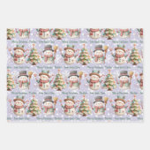 Personaliseer Naam Snowman Pastel Kleuren Kerst Inpakpapier Vel (Voorkant 2)