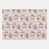 Personaliseer Naam Snowman Pastel Kleuren Kerst Inpakpapier Vel (Voorkant)