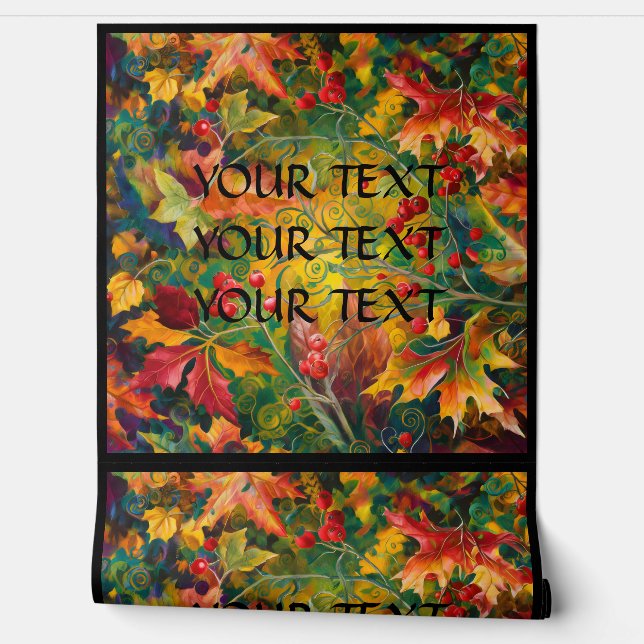 Personaliseer Naam Tekst Bloemen Vallen Kleuren Behang (Afrollen)