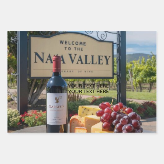 Personaliseer Naam Tekst Napa Valley Wijngaard Inpakpapier Vel (Voorkant)