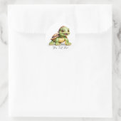 Personaliseer Naam Tekst Schattigee Turtle Cartoon Ronde Sticker (Tas)
