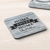 Personaliseer Naam Thuis Pale Wood Rustic Onderzetter (Linkerzijde)