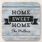 Personaliseer Naam Thuis Pale Wood Rustic Onderzetter (Voorkant)