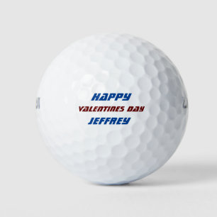 Personaliseer Naam Valentijnsdag Blauw en Bourgond Golfballen