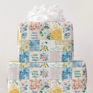 Personaliseer Naam Vrouwen Verjaardag Country Quil Cadeaupapier