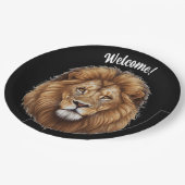 Personaliseer Naam Wilde Mannelijke Leeuw Opvallen Papieren Bordje (Gekanteld)