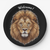 Personaliseer Naam Wilde Mannelijke Leeuw Opvallen Papieren Bordje (Voorkant)
