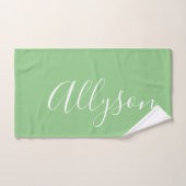 Personaliseer Naam Witte Script Verticaal, Salie Handdoek (Handdoek)