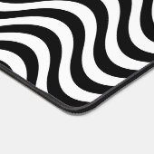 Personaliseer Naam Zwart Wit Wavy Stripes Hypnotic Bureaumat (Hoek)