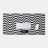 Personaliseer Naam Zwart Wit Wavy Stripes Hypnotic Bureaumat (Keyboard & Muis)