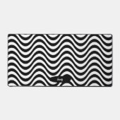 Personaliseer Naam Zwart Wit Wavy Stripes Hypnotic Bureaumat (Voorkant)