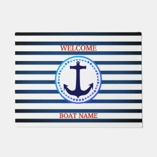 Personaliseer Naautical Blauwe Welkom Bootnaam Str Deurmat