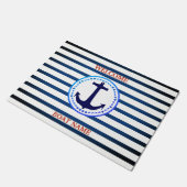 Personaliseer Naautical Blauwe Welkom Bootnaam Str Deurmat (Schuin)