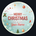 Personaliseer "Name" Mery Christmas Ronde Sticker<br><div class="desc">Pas uw kerst aan met onze Merry Christmas Classic Round Sticker. Deze hoogwaardige vinyl sticker is ontworpen om te hechten aan een verscheidenheid aan oppervlakken,  waaronder ramen,  laptops,  notitieboeken en waterflessen. De levendige kleuren en aanpasbare boodschap zullen een persoonlijke en feestelijke sfeer creëer.</div>