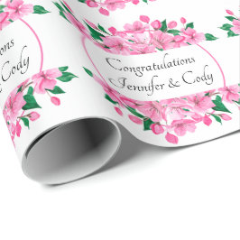 Personaliseer Names Cherry Blossom Wedding Gift Cadeaupapier