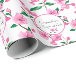 Personaliseer Names Cherry Blossom Wedding Gift Cadeaupapier