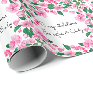 Personaliseer Names Cherry Blossom Wedding Gift Cadeaupapier