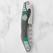 Personaliseer Nautical Green Seashell Kurkentrekker (Achterkant)