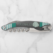 Personaliseer Nautical Green Seashell Kurkentrekker (Achterkant)