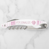 Personaliseer Nautical Pink Seashell Kurkentrekker (Achterkant)
