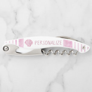 Personaliseer Nautical Pink Seashell Kurkentrekker