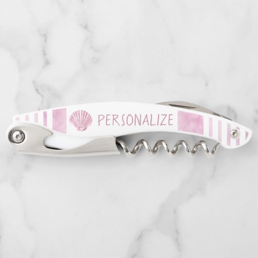 Personaliseer Nautical Pink Seashell Kurkentrekker (Voorkant)
