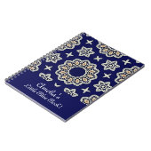 Personaliseer Navy Blauw Wit & Goud Mandala Dot Ar Notitieboek (Linkerzijde)