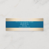 Personaliseer Navy Blue Faux Gold Foil Gestreepte  Mini Visitekaartje (Achterkant)