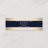 Personaliseer Navy Blue Faux Gold Foil Striped Mini Visitekaartje (Achterkant)