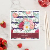 Personaliseer Navy White Stripe Style Mixed Bouque Servet (Insitu)