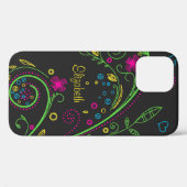 Personaliseer Neon Floral Case-Mate iPhone Case (Achterkant (horizontaal))