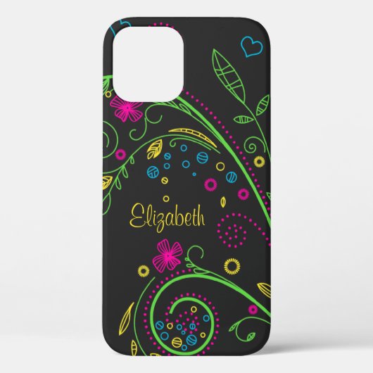 Personaliseer Neon Floral Case-Mate iPhone Case (Achterkant)