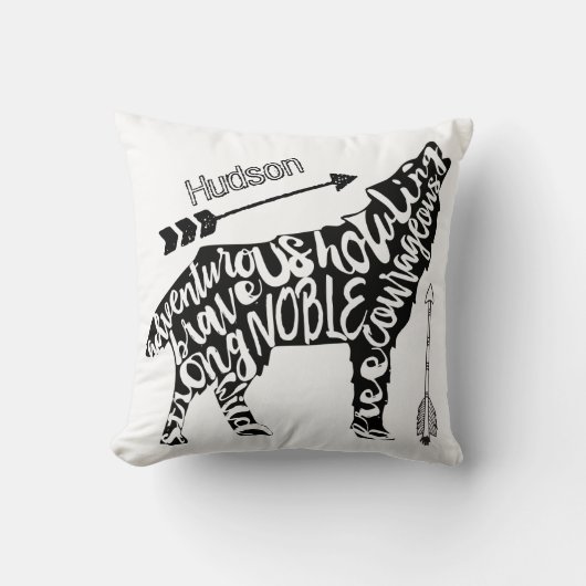 Personaliseer Noble Courage Sterke Wild Free Wolf Kussen (Voorkant)