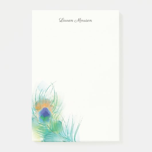 Personaliseer Note Waterverf Pauw Feather (Voorkant)