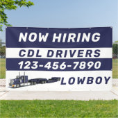 Personaliseer Nu Aangenomen Lowboy CDL Chauffeurs  Spandoek (Buitenkant)