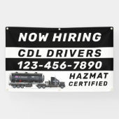 Personaliseer Nu huren Hazmat CDL-chauffeurs Spandoek (Horizontaal)