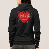 Personaliseer Nurse Love Heart EKG Stethoscoop RN  Hoodie (Achterkant)