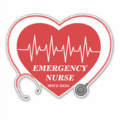 Personaliseer Nurse Love Heart EKG Stethoscope Sticker (Voorkant)