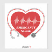 Personaliseer Nurse Love Heart EKG Stethoscope Sticker (Vel)