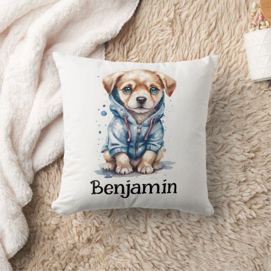Personaliseer Nursery Kinder kamer Puppy Dog Hoodi Kussen (Deken)