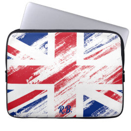 Personaliseer Old  Grunge United Kingdom Flag Laptop Sleeve